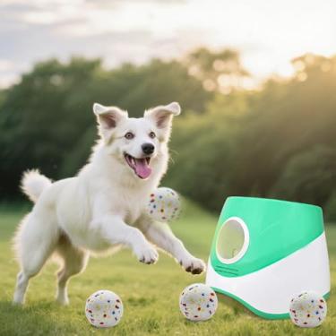 Imagem de MEKAPLE Lançador automático de bolas para cães Samll para cães médios, lançador de bolas de brinquedo interativo atualizado, brinquedos estimulantes mentais ajustáveis à distância com 4 bolas Etpu de