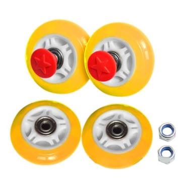 Imagem de Vaveren Roda sólida para carrinho de praia, roda de PU, fácil instalação, substituição portátil, Amarelo