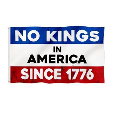 Imagem de No Kings In America Since 1776 We The People Bandeira do Mês do Orgulho Bandeira LGBTQ 6,5 x 7,5 m À prova de desbotamento Linda Cor Poliéster Mais Grosso com 2 argolas de latão