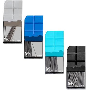 Imagem de Conjunto essencial de refis de chumbo Mozart - 4 tamanhos: 0,3, 0,5, 0,7 e 0,9 mm com refis de grafite de 100 HB para cada - para esboço, arquitetura, desenho, arte, materiais de desenho, lápis