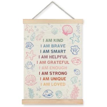 Imagem de Yomisex Pôster de arte de parede infantil oceano sob o mar, afirmações positivas para crianças, arte de parede náutica de praia costeira para berçário, sala de aula, meninos e meninas, decoração de