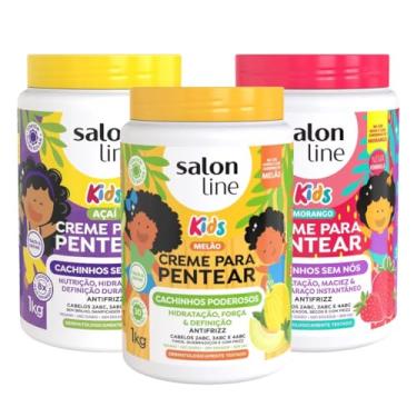 Imagem de Kit com 3x Cremes de Pentear 1kg Salon Line Kids Açaí, Melão e Morango - Definição e Hidratação
