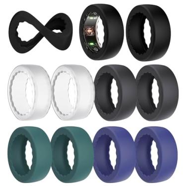 Imagem de BO&DQQ Pacote com 10 capas de anel compatíveis com Oura Ring Gen 4/4 Ceramic, Gen 3 Horizon/Heritage, capa protetora de silicone elástico antiarranhões para homens e mulheres malhando na academia