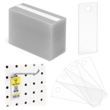 Imagem de Suportes de etiqueta de plástico transparente, abas de bilhete UPC de reposição transparentes para ganchos de pinos, ganchos de parede, grade ou pegboard, pacote com 1.000