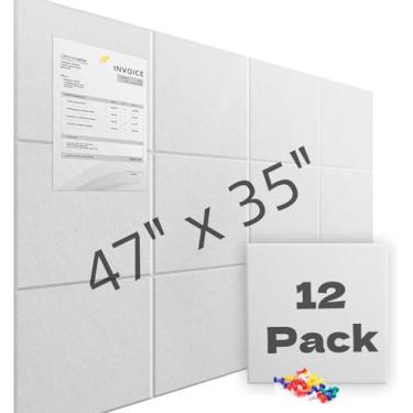 Imagem de Tábuas de cortiça para paredes, quadro de avisos, pacote com 12, 29 x 30 cm, azulejos de feltro com adesivo removível seguro, quadros de cortiça para escritório placa de feltro placa de pinos placa