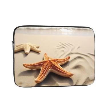Imagem de Capa para laptop estrela do mar na areia paisagem praia bolsa para laptop bolsa de transporte para computador 12 polegadas capa protetora para notebook