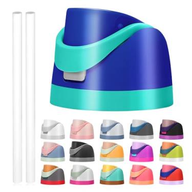 Imagem de Tampa de substituição para Owala Freesip, compatível com Owala Cup 473 ml, 680 g, 947 ml, 1,134 g, acessório de substituição e canudos, à prova de vazamento, livre de BPA (azul escuro)