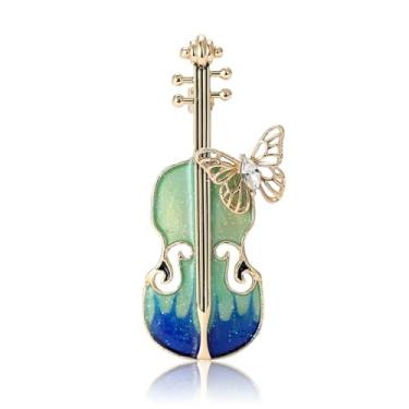 Imagem de Broche de violino vintage para mulheres, broche de instrumento musical de violão, broche de borboleta fofa, broche de violino, alfinete, alfinete, boêmio, colarinho, chapéu, bolsa, acessórios para