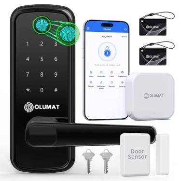 Imagem de Fechadura de Porta Inteligente com Maçaneta: Fechadura Olumat Sem Chave com Gateway WiFi – Bloqueio por Impressão Digital com Sensor de Porta – Fechaduras Inteligentes para Porta de Entrada com
