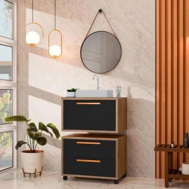 Imagem de Conjunto Gabinete para Banheiro com Rodizio, com Cuba de Sobrepor e Es