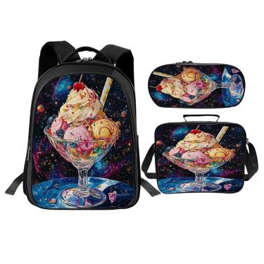 Imagem de Conjunto de mochilas Trimety Ice Cream, sacolas escolares de 3 peças com lancheira