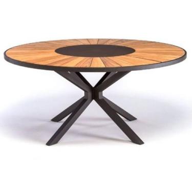 Imagem de Mesa de Jantar em Pétalas de Madeira com Centro Giratório Alumínio Tam