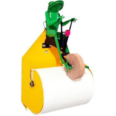 Imagem de Suporte de papel higiênico engraçado, sapo no monociclo exclusivo suporte de papel higiênico, acessórios de banheiro adoráveis e funcionais para presentes de decoração de parede de cozinha