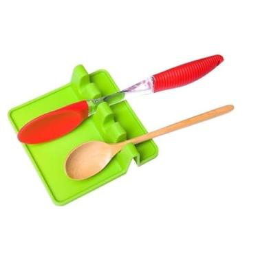Imagem de Descanso Talher Multiuso Apoio Tampa Panela Organizador Utensílios Cozinha Verde