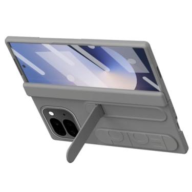 Imagem de LTLMYDAM Capa fina para Google Pixel 10 Pro Fold, capa elegante com alça de pulso elástica com mini suporte de proteção contra quedas, capa de policarbonato, cinza, 10 dobras profissionais