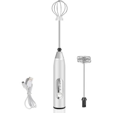 Imagem de Batedor de leite elétrico portátil Mixer Elétrico Recarregavel USB misturador Batedor de Ovos/Leite/Café Batedor de ovos aço inoxidável 3 velocidades
