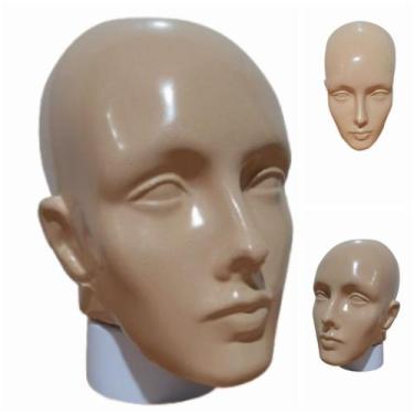 Imagem de Manequim feminino (Cabeça moldada na cor bege) + suporte na cor branco