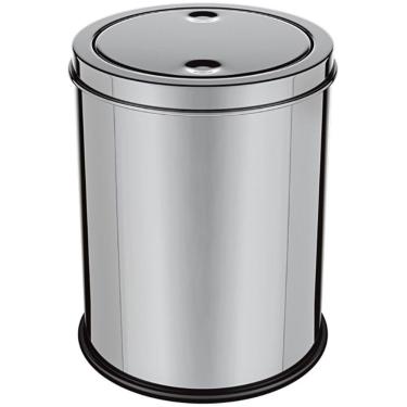 Imagem de Lixeira Em Inox Basculante 8 Litros Cesto De Lixo Tampa Giratoria Vai E Vem Luxo Grande Banheiro Cozinha Escritorio