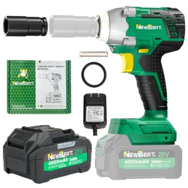 Imagem de NEWBEAT Chave De Impacto Sem Fio, 21 V, Sem Escova, 1/2 Polegada, Pistola De Impacto Elétrica, 2400 Rpm, Torque Máximo De 330 Nm, Com 1 Bateria E Carregador Para Carro, Faça Você Mesmo