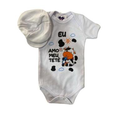 Imagem de Body Bebe Menino - VAQUINHA AMO TETE + Boina- Mesversário - R.L, M