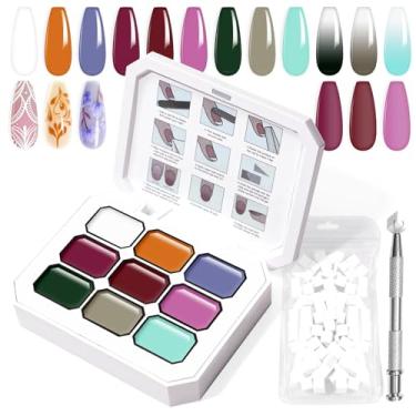 Imagem de U-Shinein Gel de pintura gradiente, conjunto de esmalte de gel ombré, 9 cores, esponja para pigmento, unhas de aura, manicure francesa, salão doméstico de longa duração, faça você mesmo, arte de unhas