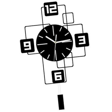 Imagem de Generic Relógio de parede com pêndulo oscilante sem -taque, decoração para casa, fácil leitura, relógio pendurado, silencioso, para sala de aula, Preto 25cmx40cm