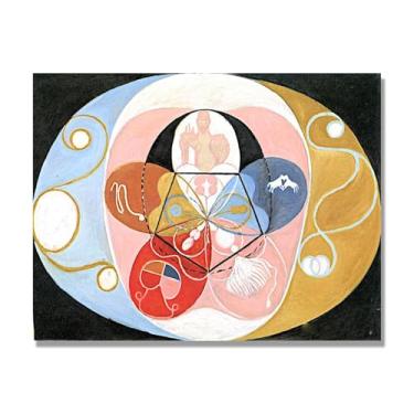 Imagem de NHLDZYH Pôster Hilma Af Klint, (Evolução, nº 14), reproduções de pinturas famosas, imagem de arte abstrata para sala de estar quarto decoração de casa. Somente tela de 70 x 90 cm - 27,6 x 35,4 pol