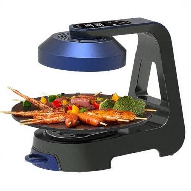 Imagem de Churrasqueira sem fumaça, painel de controle digital LCD, rotação automática de 360° - Tecnologia de aquecimento de alta potência de 1390 W para carnes suculentas