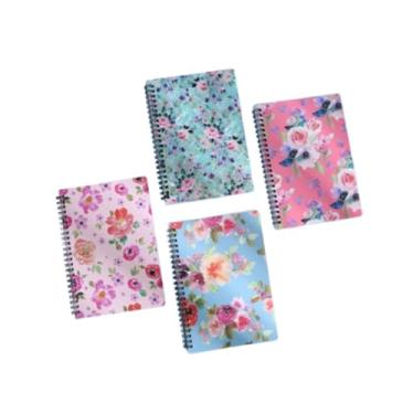 Imagem de Esquirla Caderno espiral com 4 peças, capa dura grossa, diário fofo e estético, de notas com design de flores para material escolar, escritório,