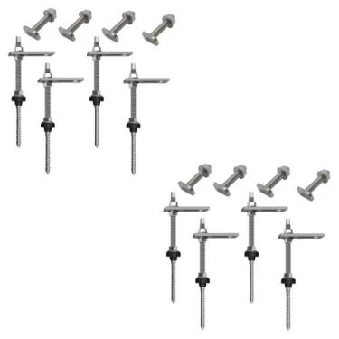 Imagem de Kit 10 Parafusos Placa Solar Telha Fibro Madeira Inox 20 Cm - INOXPAR