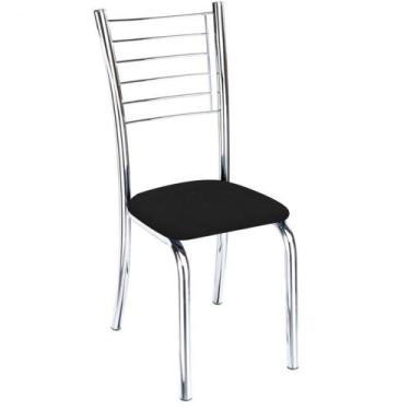 Imagem de Cadeira Iara Cromada Para Cozinha material sintético Preto - GAT MAGAZ