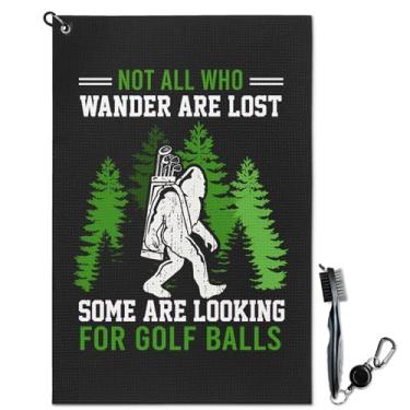 Imagem de Conjunto de toalha e escova de golfe Bigfoot, presentes Sasquatch para homens e mulheres, acessórios de toalhas de golfe para saco de golfe com clipe, kit de limpeza de clube de pé grande engraçado