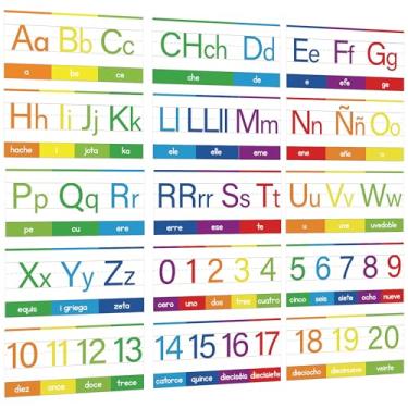 Imagem de Conjunto de quadro de avisos do alfabeto - 15 peças de giz de cera ABC decorações de parede cursiva do alfabeto para sala de aula para sala de aula pré-escolar, sala de aula, decoração de quarto de