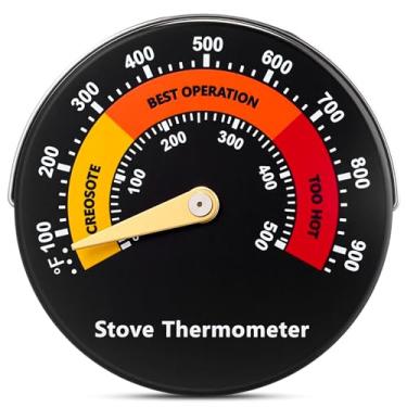 Imagem de Frienda Acessórios para termômetro de fogão a lenha, medidor superior de fogão magnético, medidor de tubo de forno a gás, medidor para queima de madeira, lareira, combustão, evitar destruição por