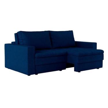 Imagem de Sofá 3 Lugares Retrátil Berna Linho Azul Marinho 210 cm - Mobly