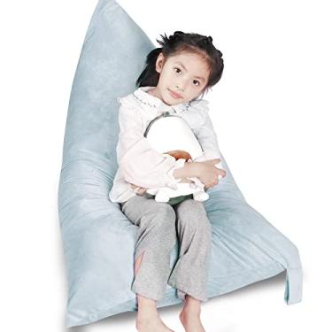 Imagem de LOLOMLO Capa para cadeira, bolsa de feijão de pelúcia cinza veludo para armazenamento de brinquedos e assento para crianças/adolescentes/adultos, 132 x 78 cm, sofá de chão triangular extra grande, 200