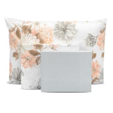 Imagem de Jogo de Lençol Solteiro 3 peças Estampado c/Ponto Palito Percal 180 fios (PETALLI - CINZA)