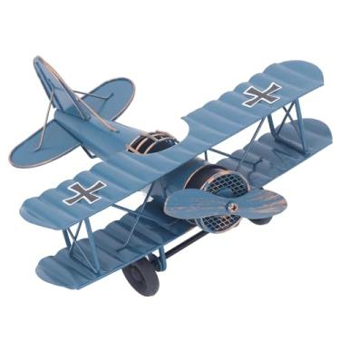 Imagem de Zhjvihx Estátua do Avião, Ferro Colecionável Decorativo Azul Multifuncional Atraente Ornamento de Avião Requintado para Quarto para Estante de Estante de Livros