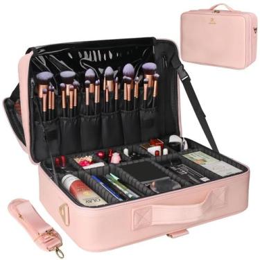 Imagem de Estojo de maquiagem Relavel Large Professional com alça rosa