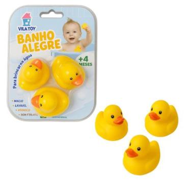 Imagem de Kit 3 Patinhos Borracha Macio Brinquedo Para Banho Do Bebê - Vila Toy