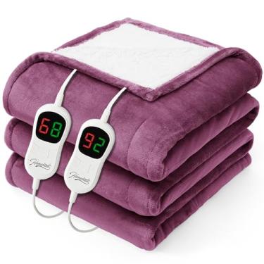 Imagem de Homemate Cobertor elétrico aquecido King - 254 x 228 cm, cobertores de cama com 10 níveis de aquecimento, 8 horas, desligamento automático, aquecimento rápido, proteção superaquecida, flanela, quente