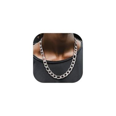 Imagem de ChainsHouse Correntes de aço inoxidável Figaro para homens, 4 mm/6 mm/9 mm/13 mm de largura, 35.6-76.2 cm de comprimento, preto/ouro 14K, caixa de presente, 28 inches, Aço inoxidável, Sem Pedra