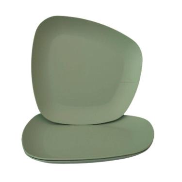 Imagem de Jogo 03 Pratos Plastico Duro Resistente Refeições Verde