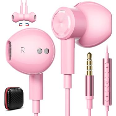 Imagem de Fones de ouvido com fio para laptop, PC, Chromebook, isolamento de ruído, fones de ouvido com plugue de 3,5 mm, microfone, controle de volume de chamadas transparente para iPhone, Samsung, Kindle