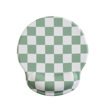 Imagem de Ohocut Mouse pad xadrez verde sálvia com descanso de pulso em gel, suporte de pulso, acessórios ergonômicos de mesa para mulheres, decoração de jogos de laptop de escritório, design bonito e estético