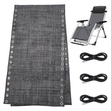Imagem de DICOSMETIC Conjunto de tecido de substituição de cadeira de descanso 160 x 43 cm, tecido de substituição de cadeira de gravidade zero com kit de cordão elástico para poltronas reclináveis de pátio, ao