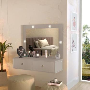 Imagem de Penteadeira Com Espelho e Luz Estilo Suspenso 2 Gavetas - Casa Roma, M