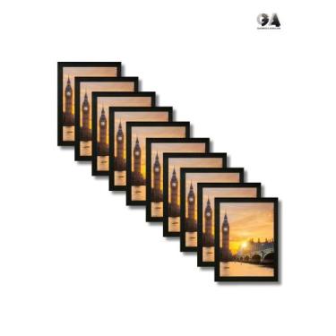Imagem de Kit 10 Porta Retratos 10x15 A6 Moldura Preta Com Vidro - GA QUADROS E 