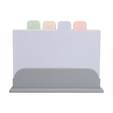 Imagem de GLOGLOW Placas de Corte 4pcs Placas de Corte Codificadas por Cores de Dupla Face Definidas Com Suporte, Design Classificado, Tapetes de Tábua de Plástico para Carne, Peixe, Legumes e Alimentos