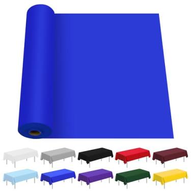 Imagem de CC-SLZP Toalha de mesa de plástico, toalha de mesa de plástico premium descartável para piquenique, festa, banquete, aniversário, casamento, aniversário (azul)